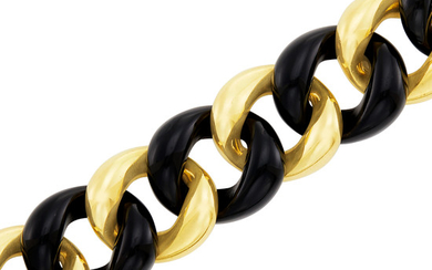 Gold and Black Onyx Curb Link Bracelet, Seaman Schepps