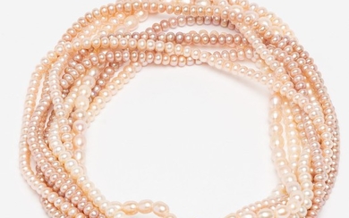 Gold and Diamonds Pearls Necklace