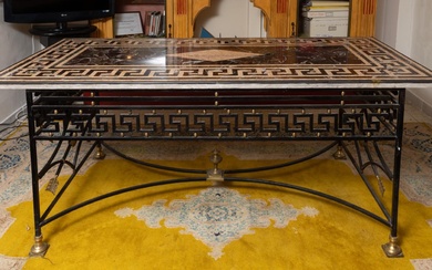 Grande tavolo in ferro con parti dorate, Anni '90 del XX secolo