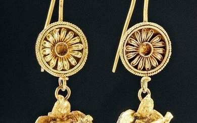 Greek Hellenistic Gold Earrings w/ Erotes ex-Christie's