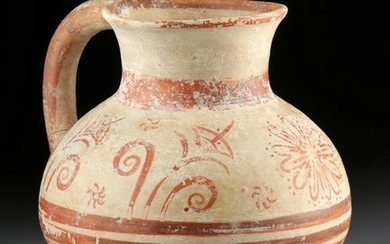 Greek Mycenean Pottery Handled Vessel - Papyrus Plants