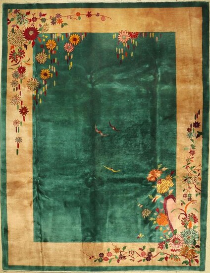 Green Beijing old, China, around 1920, wool, approx.