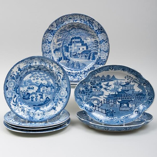 Group of English Blue and White Transfer Wares