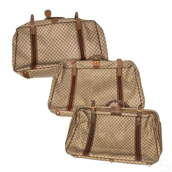 Gucci GG Canvas Logo Soft Side Luggage Bags SET 3