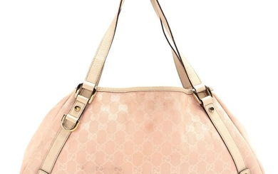 Gucci Pelham Shoulder Bag in Pink GG Canvas and Ivory Leather