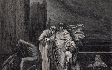 Gustave Dore Wrath Enferno 8 (Dante's Divine Comedy Enferno) c. 1880 Wood Engraving