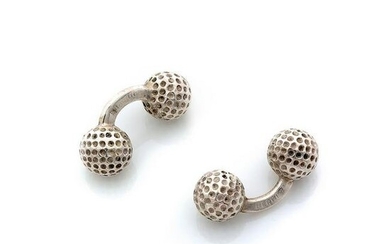 HERMÈS, Paris Pair of " golf balls " cufflinks in silver