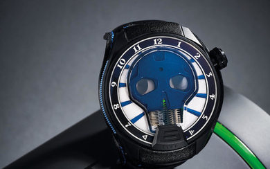HYT. A Limited Edition DCL-Coated Titanium Wristwatch with Retrograde Fluid Hours and Power Reserve
