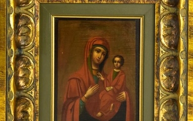 Hand Painted Russian Icon of Madonna & Child