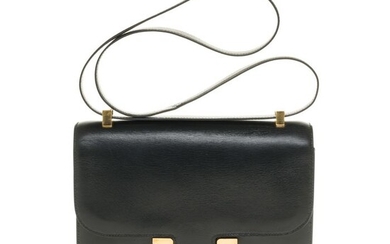 Hermès - Constance 23 en cuir box noir et garniture en métal doré Crossbody bag
