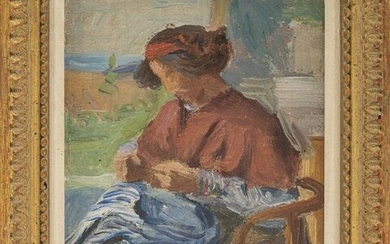 Hippolyte Petitjean Woman by Window Oil on Board