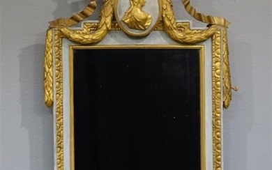 (-), Hollandse Louis XVI spiegel in houtvergulde lijst...
