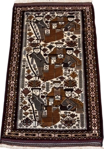 IRANIAN HAND WOVEN WOOL PICTORIAL MUSICIAN RUG 10