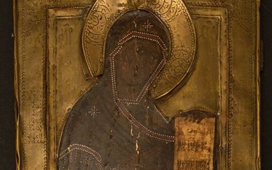Icon, Mother of God, Deesis - Brass, Wood - 18th century