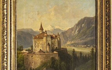 JOSE THOMA, AUSTRIA, 1828 - 99, OIL ON CANVAS, H 17" W 14" LANDSCAPE