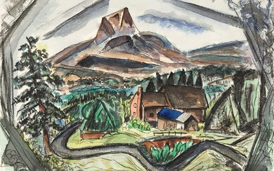 JOSEPH MEIERHANS (1890 - 1980, SWISS/AMERICAN) Untitled, (Landscape with Farm).