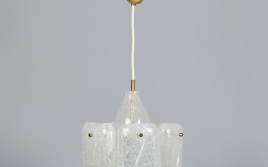 J.T. Kalmar, ceiling lamp/pendant lamp, ice glass, metal, 1960s, Austria.