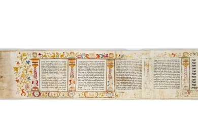 [JUDAICA]. MEGILLAH ESTHER. Illuminated scroll of Esther, wr...
