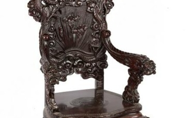 Japanese Mahogany Throne Chair