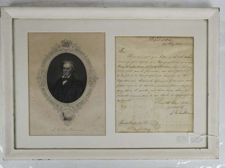 John C. Calhoun Letter, 1822, Department of War