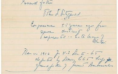 John F. Kennedy Handwritten Genealogy Notes