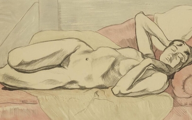 John Nash CBE RA, British 1893–1977 - Nude; pencil and watercolour on paper, signed with initials lower right 'JN', 28.3 x 53 cm (ARR) Provenance: the Estate of the Artist