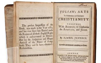 Johnson, Samuel. Julian's Arts to Undermine and Extirpate Christianity...