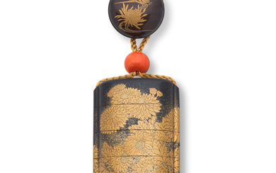 KANSHOSAI TOYO LINEAGE A Black-Lacquer Four-Case Inro Edo period (1615-1868)...