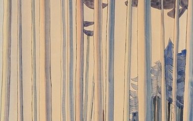 Kaj Mortensen Walther: Forrest. Signed Kaj Walther. Watercolour and indian ink on paper. Visible size 64×47 cm. Frame size 71×54 cm.