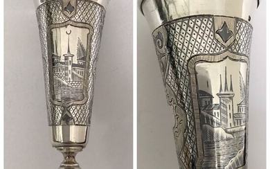 Kiddush cup - .875 (84 Zolotniki) silver, and niello - Russia - 1860