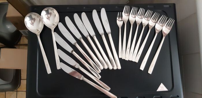Knife, spoons and forks (19) - .800 silver - Germany - First half 20th century