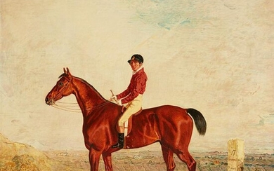 LAMBERT MARSHALL (BRITISH 1810-1870) BAY COLT WITH SAM