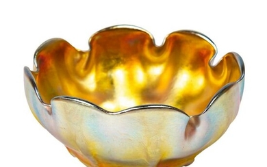 LC Tiffany Gold Favrile Lobe Design Art Glass Bowl