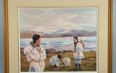 Large Anna Noeh Inuit Life Original Painting