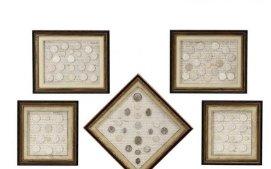 Large Group of Antique Grand Tour Intaglios in Five Frames