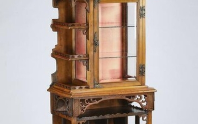Late 19th c. Chinese Chippendale style walnut vitrine