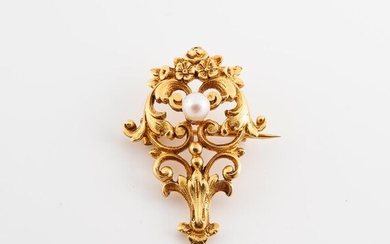 * Leaf brooch in gold 750 °/°°° decorated with a...