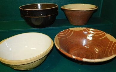 Lot of Redware & Pottery Mixing Bowls