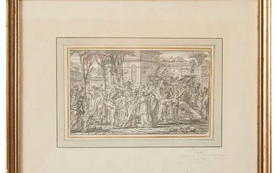 Louis Félix DELARUE (Paris 1730 - 1777) L enlèvement des Sabines Plume et encre noire,...