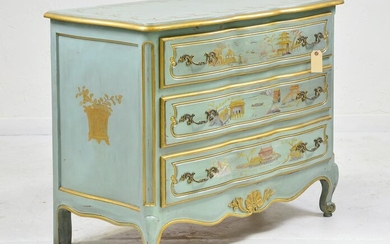 Louis XV Style Painted 3 Drawer Chest / Commode