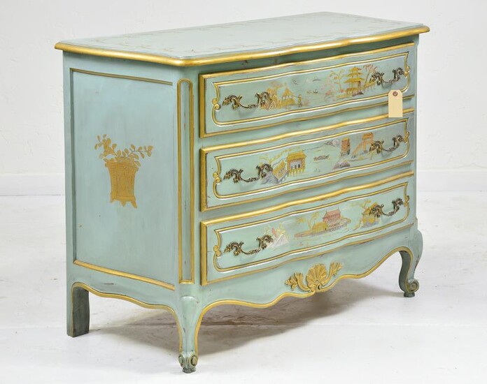 Louis XV Style Painted 3 Drawer Chest / Commode