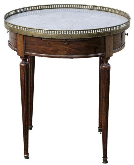 Louis XVI Style Mahogany & Marble Gueridon Table