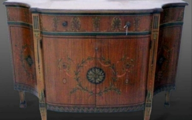 Louis Xv Style Polychrome Satinwood Side Cabinet