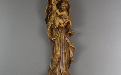 MADONNA AND CHILD - wall figure, 2. 2nd half of the 20th Century, h. 39 cm.