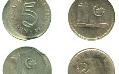 MALAYSIA Cu Ni 5 cents 1973 10% off center and Error