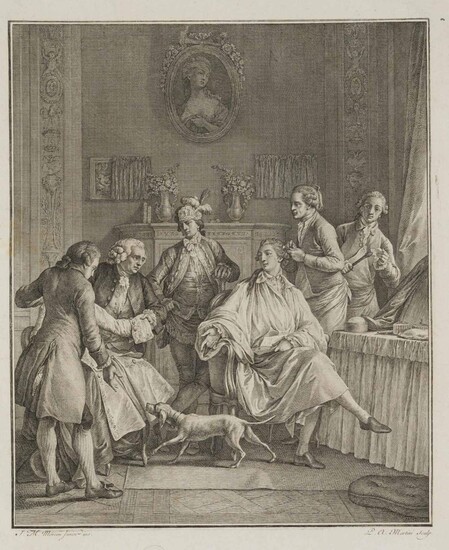 MARTINI; MOREAU, 'La petite Toilette' Dressing room of an aristocrat, 18th century, Etching