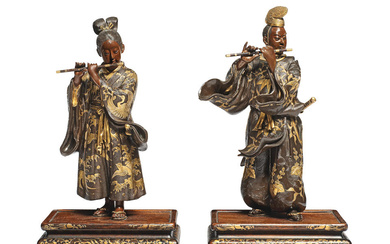 MIYAO EISUKE COMPANY OF YOKOHAMA A Pair of Gilt-Bronze Figure...