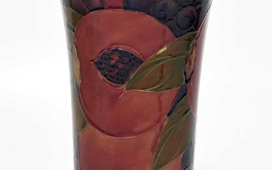 MOORCROFT; a 'Pomegranate' pattern vase, decorated in shades of red,...