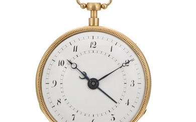 MOULINIE BAUTTE & MOYNIER | A GOLD OPEN-FACED QUARTER REPEATING MUSICAL WATCH WITH ALARM CIRCA 1825