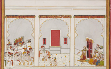 Maharana Jagat Singh and his family and his courtiers entertained...